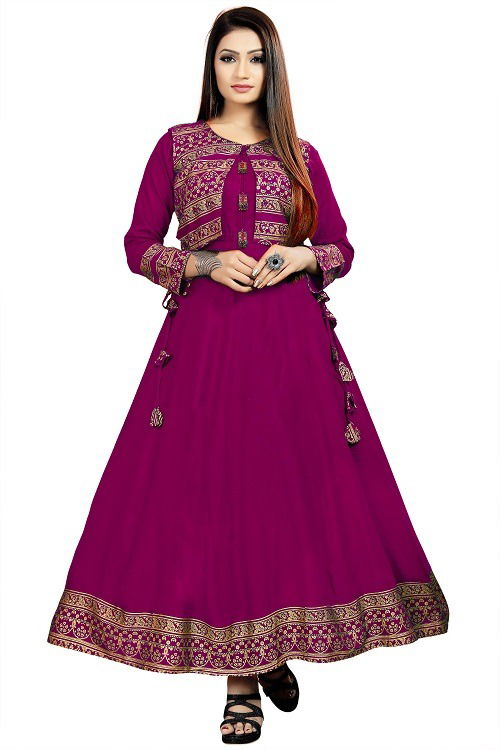 Koti Style 1006 Ethnic Wear Designer Rayon Anarkali Long Kurti Collection